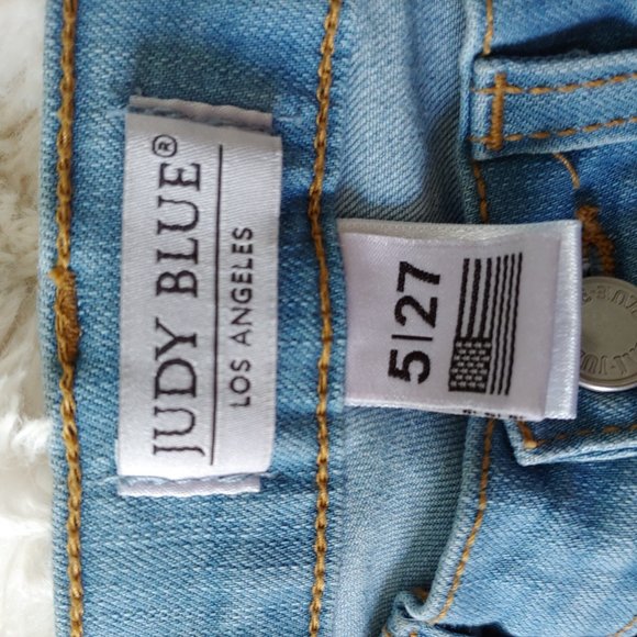 Judy Blues 5/27 Hippie Flare Stretch Raw Hem Denim Jeans - Picture 10 of 13